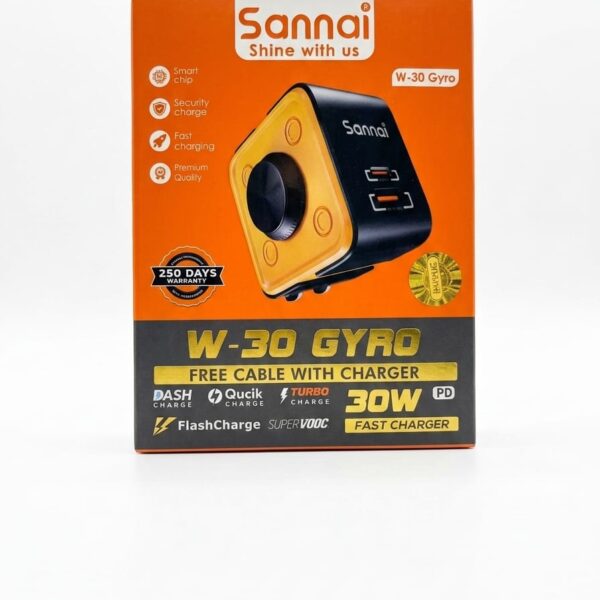 Sannai W-30 GYRO High-Speed Wall Charger 30W PD/USB-A Dual Port with Quick Charge Technology