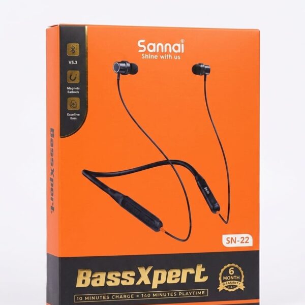 Sannai SN-22 Neckband, Quick Charge, Clear Calls & Exclusive Bass, Nickband Bluetooth Headphone High Quality, Call Vibration Wireless Headphone Wireless Headset